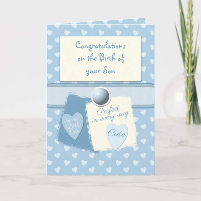New baby boy congratulations blue card (Front)