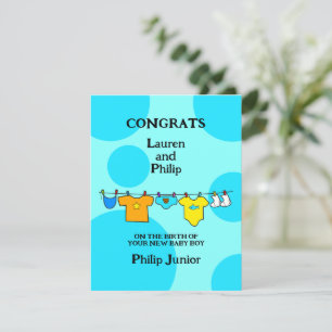 New Baby Boy Congratulations Customisable Card