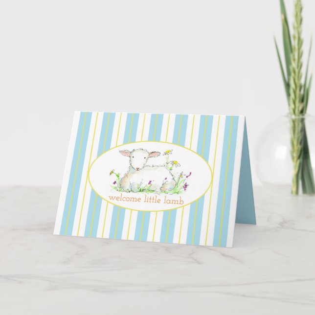 New Baby Boy Congratulations Little Lamb  Card (Front)