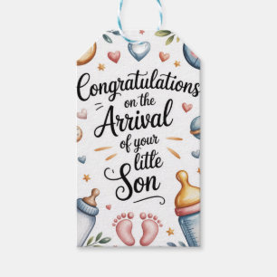 New Baby Boy Congratulations Watercolor  Gift Tags