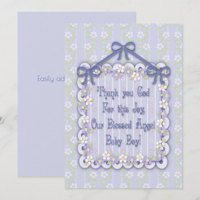 New Baby Boy Frilly Announcement Card   (Front/Back)