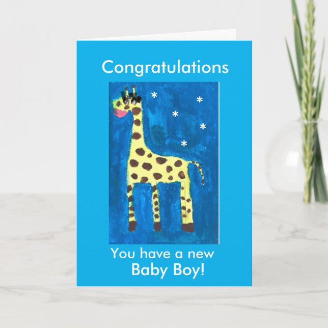 New baby boy  giraffe  card (Front)