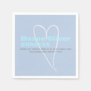 New Baby Boy Heart Napkin