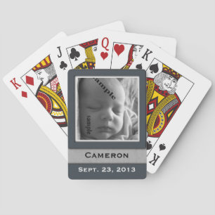 New Baby Boy Keepsake Birthdate & Photo Playing Cards