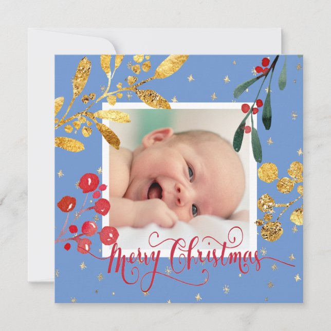 new baby boy Merry Christmas Holiday Card (Front)
