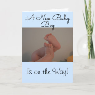 New Baby Boy on the Way Baby Feet PHOTO Card