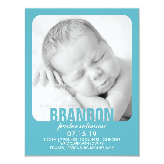 New Baby Boy Photo Flat Announcement