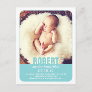 New Baby Boy Photo Flat Announcement