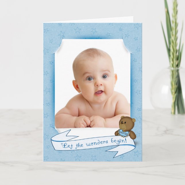 New Baby Boy Photo Frame Announcment Announcement (Front)
