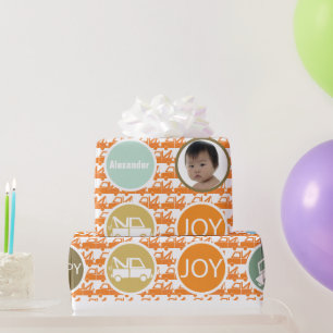 New Baby Boy Photo Wrapping Paper