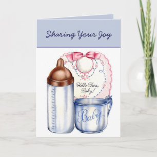 New Baby BOY sharing your joy retro vintage Announcement
