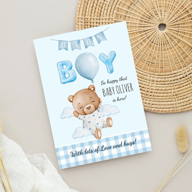 New baby boy Teddy Bear with Balloons Card (Creator Uploaded)