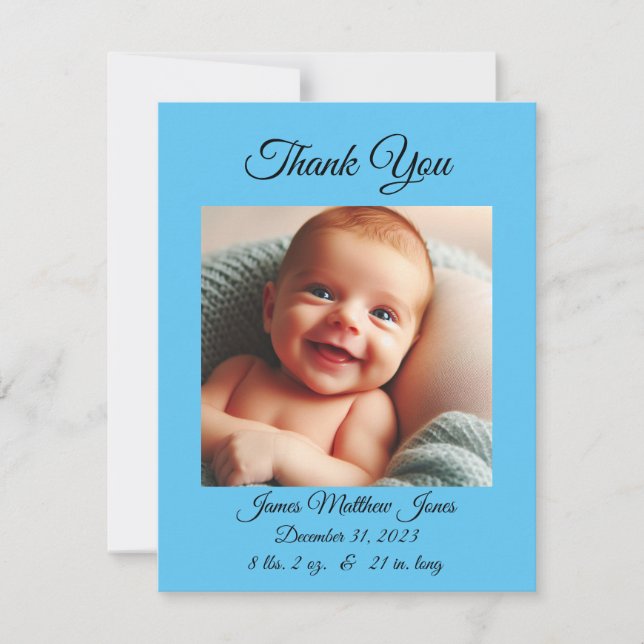 New Baby Boy Thank You Card/Announcement Invitation (Front)