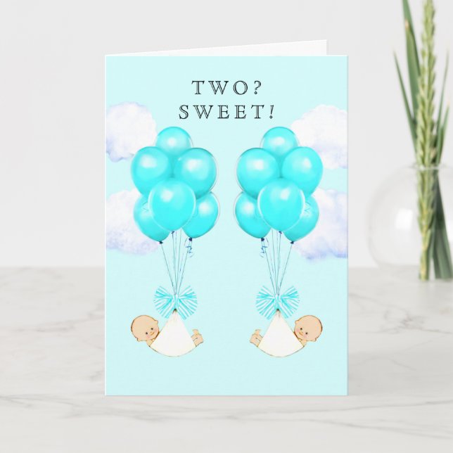 New Baby Boy Twins Card (Front)