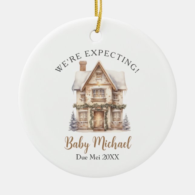 New Baby Christmas House Decor We're Expecting Ceramic Tree Decoration (Front)