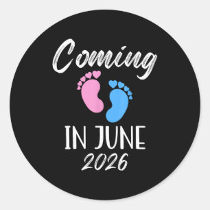New Baby Coming In June 2026 Funny Baby Shower Boy Classic Round Sticker
