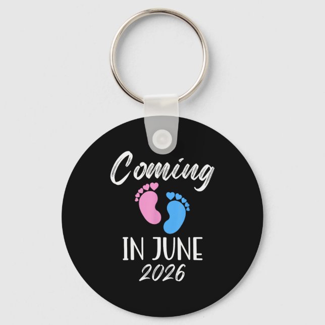 New Baby Coming In June 2026 Funny Baby Shower Boy Key Ring (Front)