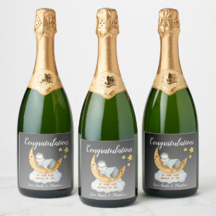 New Baby Congratulations Sleeping Penguin Sparkling Wine Label