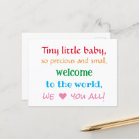New Baby Congratulations, Unisex, Rhyme, Colourful