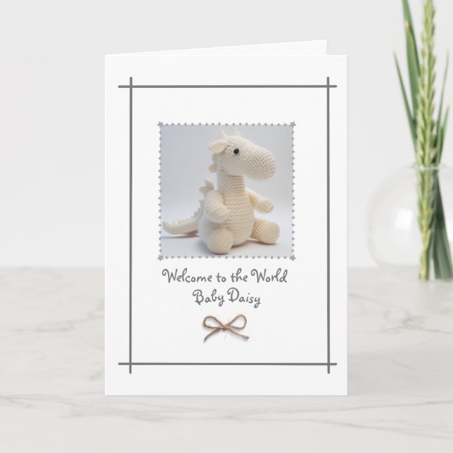 New Baby Crochet Dragon Greetings Card Custom (Front)