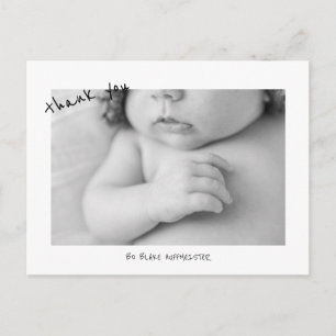 New Baby Cute Font Thank You B/W  Photo Postcard