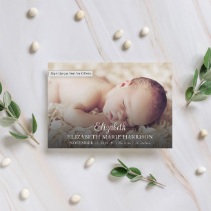 New Baby Elegant Script Photo Birth Announcement