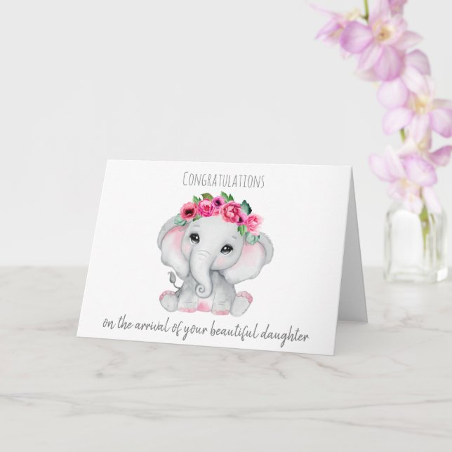 New Baby Ellie in pink Card (Orchid)