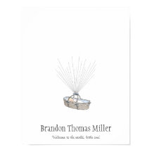 New Baby Fingerprint Balloon Guestbook - Blue