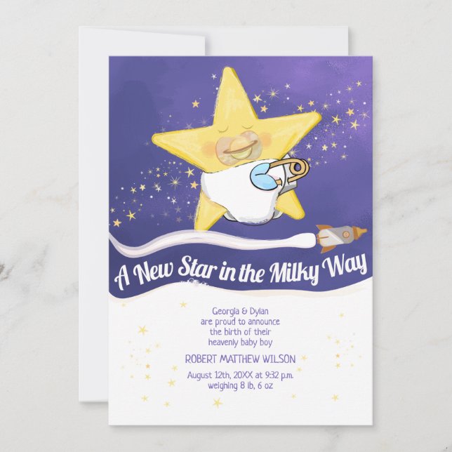 New Baby Flat Announcement Card (Front)