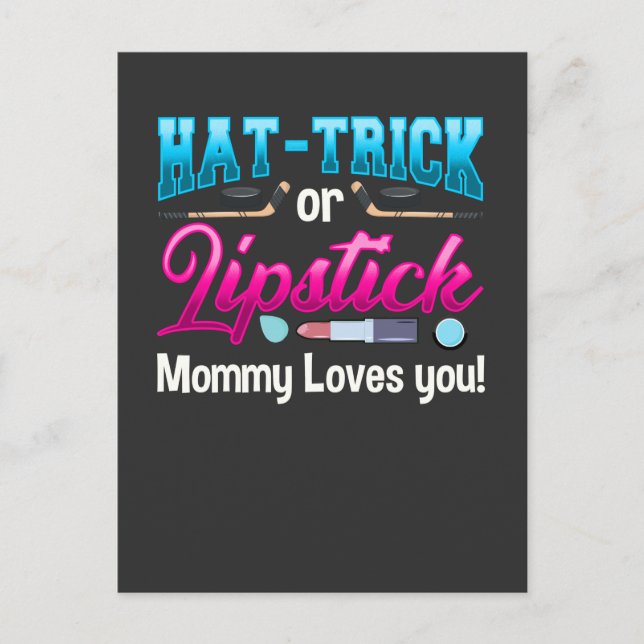 New Baby Gender Reveal Party Ice Hockey Beauty Mum Postcard (Front)