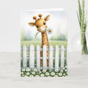 New Baby Giraffe With Daisy  Card