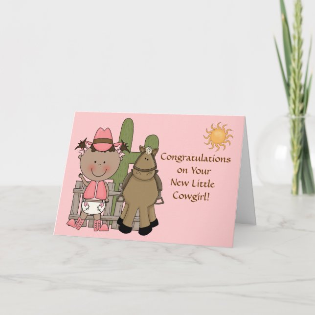 New Baby Girl and Pony Congratulations - Western Card (Front)