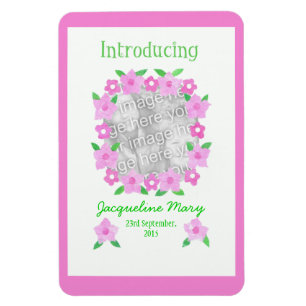 New Baby Girl Announcement Flexible Magnet