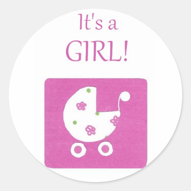 New Baby Girl Announcement Stickers (Front)