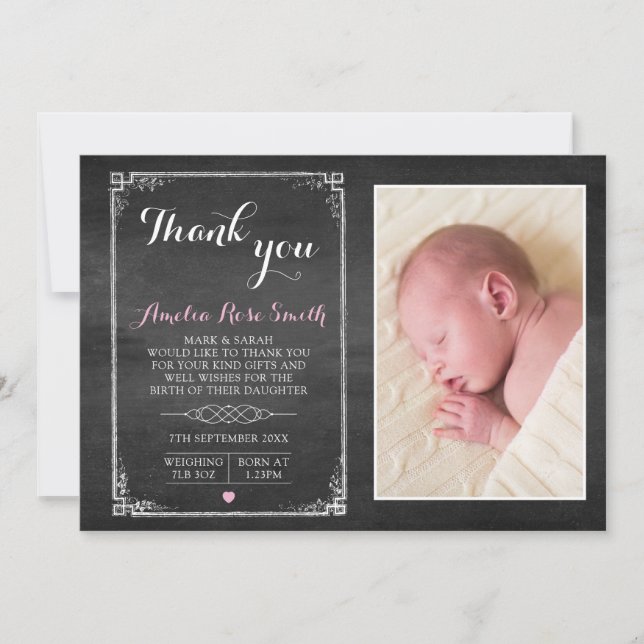 New baby girl announcement/thank you card (Front)