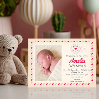 New baby girl announcement/thank you card