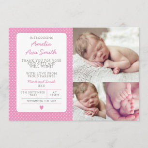New baby girl announcement/thank you card