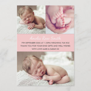 New baby girl announcement/thank you card