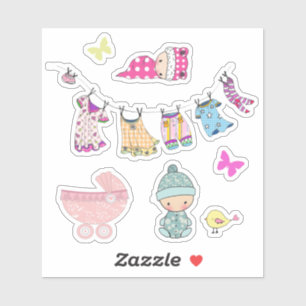 New Baby Girl Baby Shower Illustrated Art