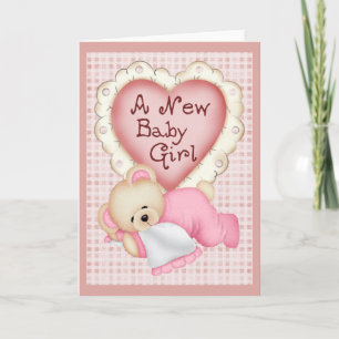 New Baby Girl Bear Announcement
