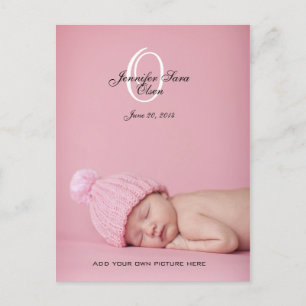 New Baby Girl Birth Announcement Photo Post Cards