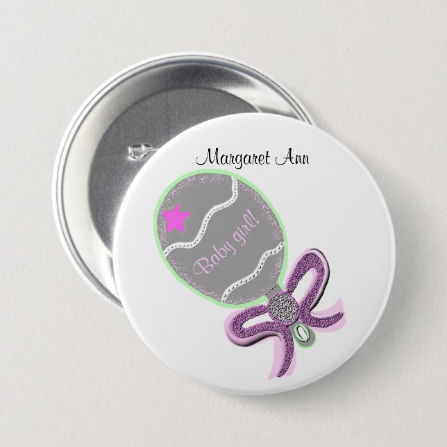 New Baby Girl Button CUSTOMIZE NAME (Front & Back)
