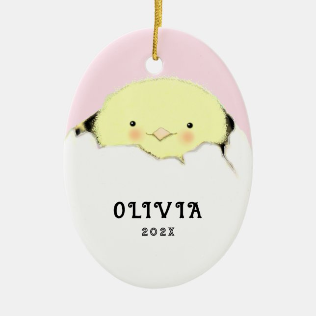 New Baby Girl Ceramic Tree Decoration (Front)