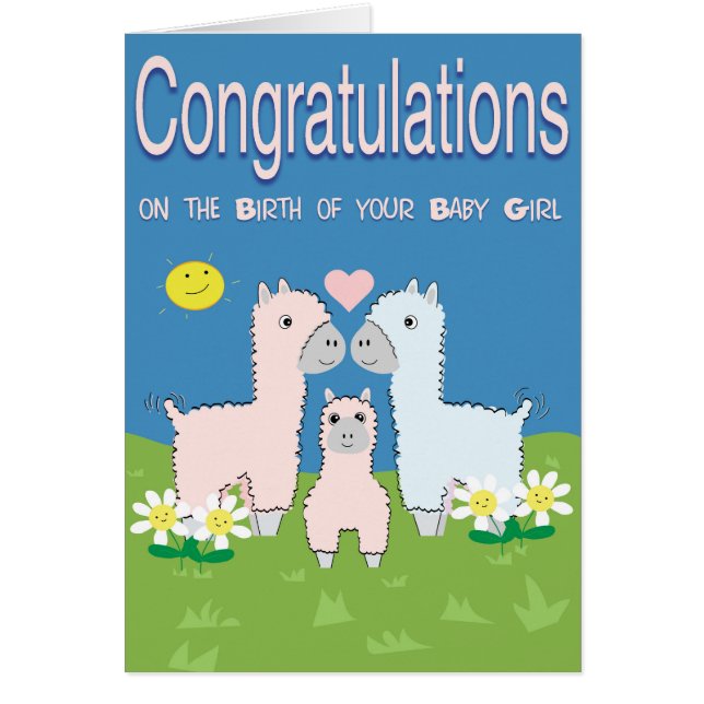 New Baby Girl Congratulations Card (Front)
