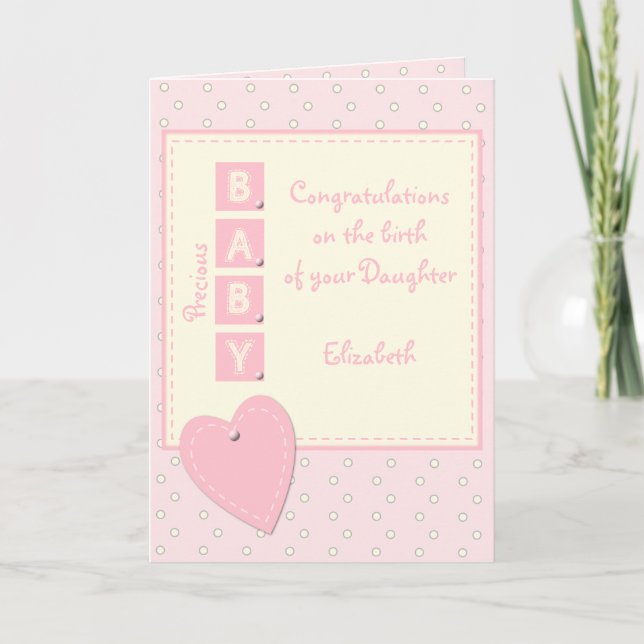 New Baby Girl congratulations pink Card (Front)