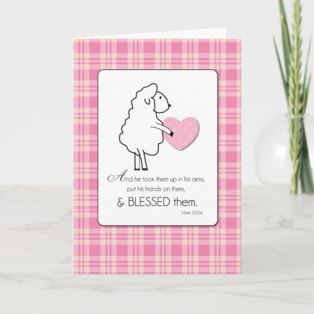 New Baby Girl Congratulations Religious Lamb Card (Front)