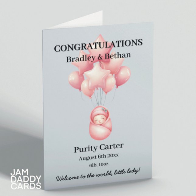 New Baby Girl Customisable   Card (Creator Uploaded)