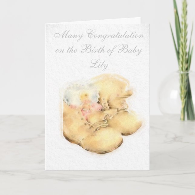 NEW BABY GIRL GREETING CARD (Front)