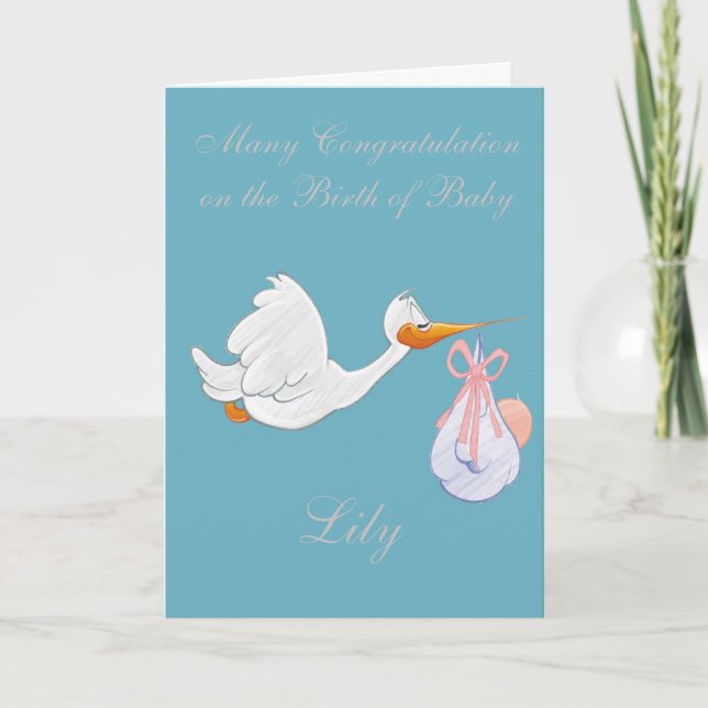 NEW BABY GIRL GREETING CARD (Front)