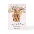 New Baby Girl Highland Cow Calf Congratulation 